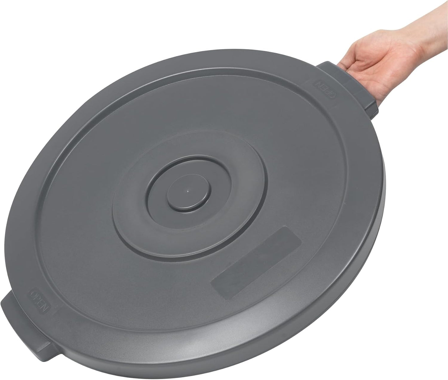 Restaurantware-LID ONLY: RW Clean Waste Container Lid, 1 Round Trash Can Cover - Waste Bin Sold Separately, For 20 Gallon Dustbin, Built-In Handle, Gray Plastic Garbage Can Cover, Heavy-Duty