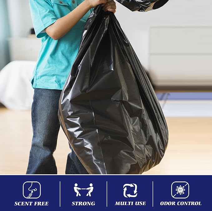 Teivio 55-60 Gallon Black Trash Bags | 170 Bags Extra Large Multi-Use Heavy - Image 4