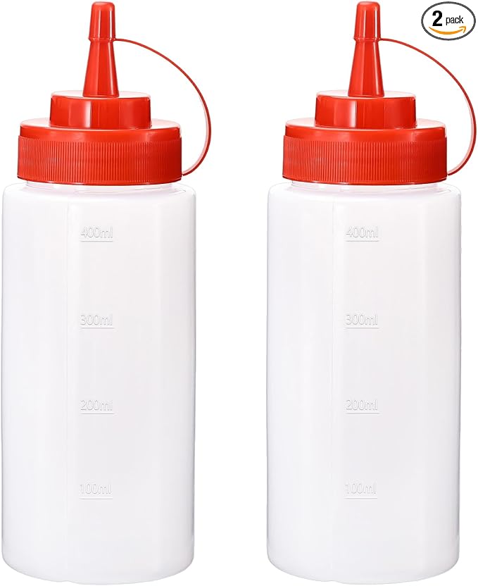 Condiment Squeeze Bottles Ketchup Dispenser, 2 Pack 16oz Squeeze Bottles by Katfort