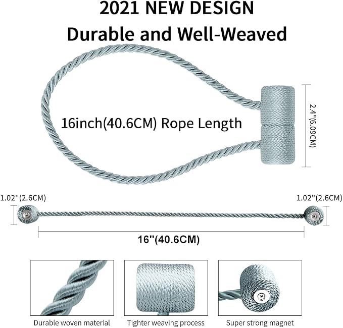 18 Inch Strong Magnetic Curtain Tiebacks, Curtain Holdbacks Modern Upgrade - Image 4