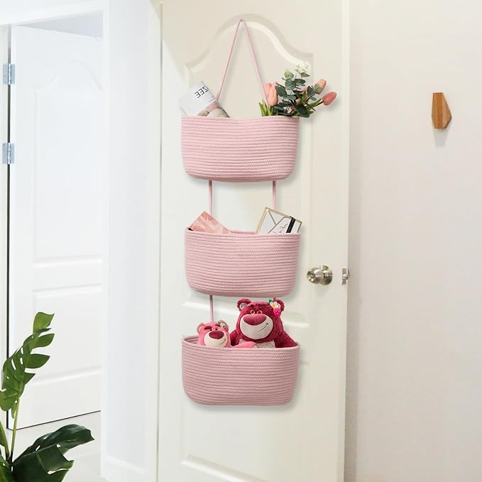 TeoKJ 3-Tier Wall hanging Storage Bags, Over the Door Organizer, Decorative - Image 7