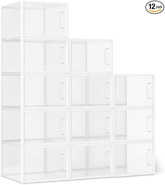 Amazon Basics Stackable and Foldable Clear Shoe Storage Organizer Box by AmazonBasics