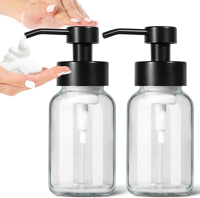 GMISUN Foam Soap Dispenser, 2 Pack 8.5 fl oz / 250 ml Clear Glass Soap Dispenser by GMISUN