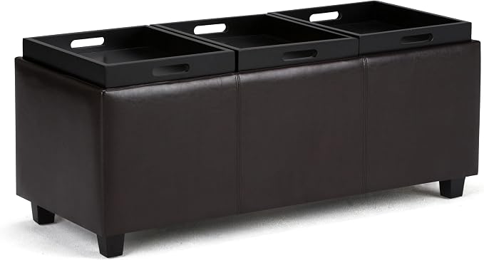 SIMPLIHOME Avalon 42 inch Wide Contemporary Rectangle Storage Ottoman in - Image 7