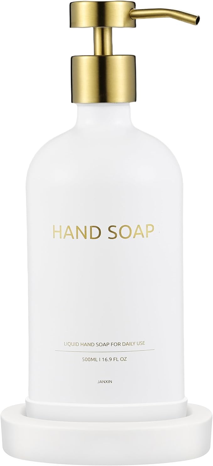 Glass Soap Dispenser Set by Janxin, Bathroom Soap Dispenser Set by Janxinmakeyouloveyourhome