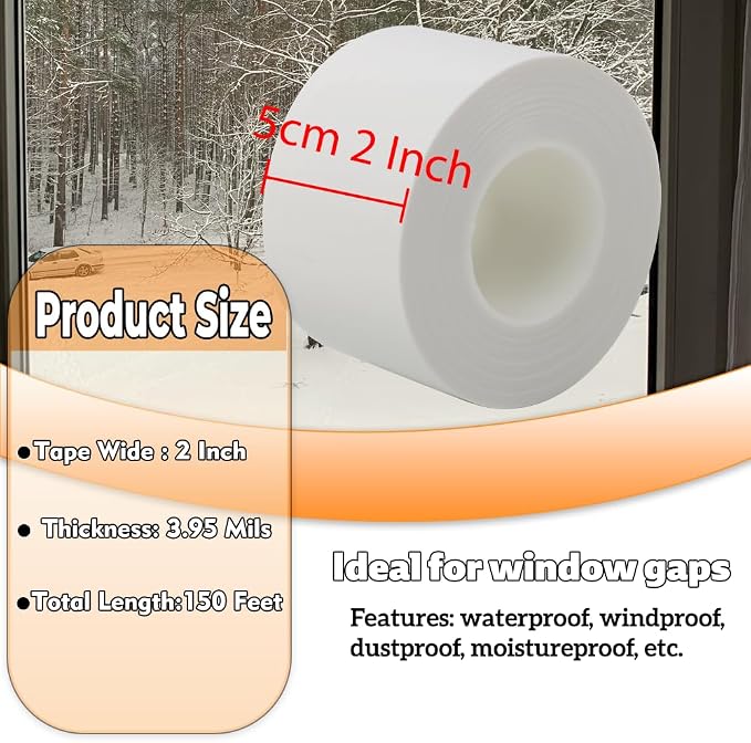 Window Insulation for Winter Weather Sealing Tape 2 Inch x 50 Yards Weather - Image 2