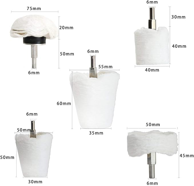 Polishing Pad Buffing Wheel Kit White Flannelette 5 Pack, Polisher Tools Fit - Image 4