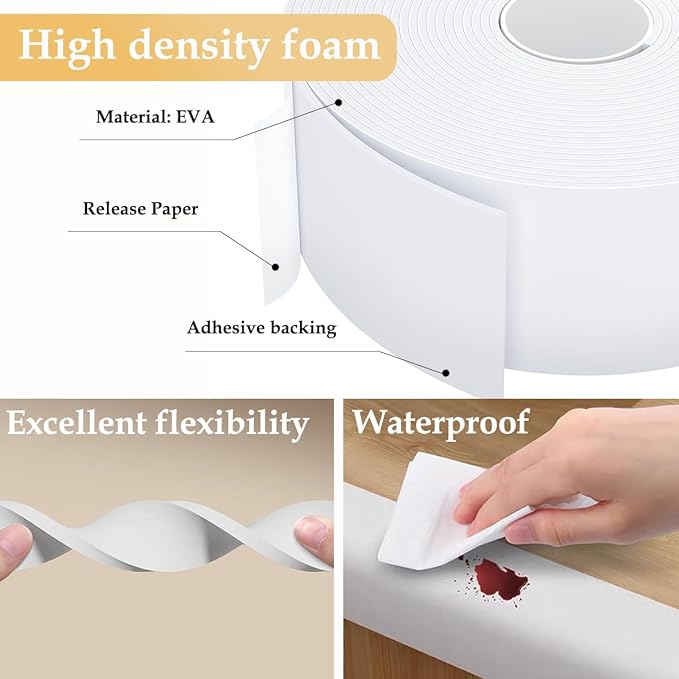 Strong Adhesive Door Weather Stripping, 2Inch Wide X 1/13 Inch Thick, Foam - Image 2
