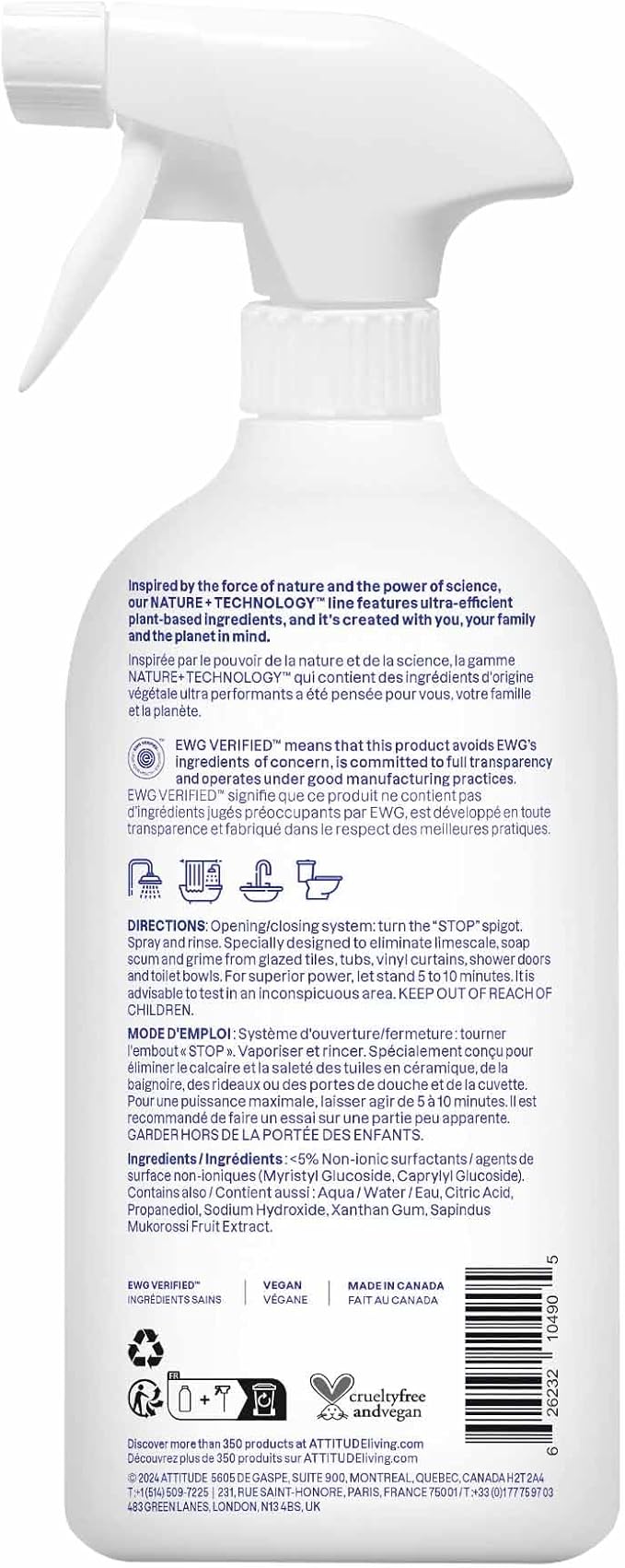 ATTITUDE Bathroom Cleaner Spray, EWG Verified, Plant-Based & Vegan, Safe - Image 7