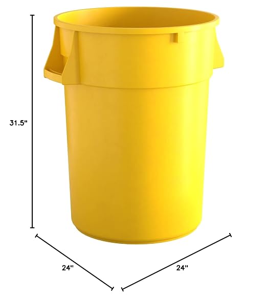 44 Gallon Yellow Round Commercial Trash Can - Image 5