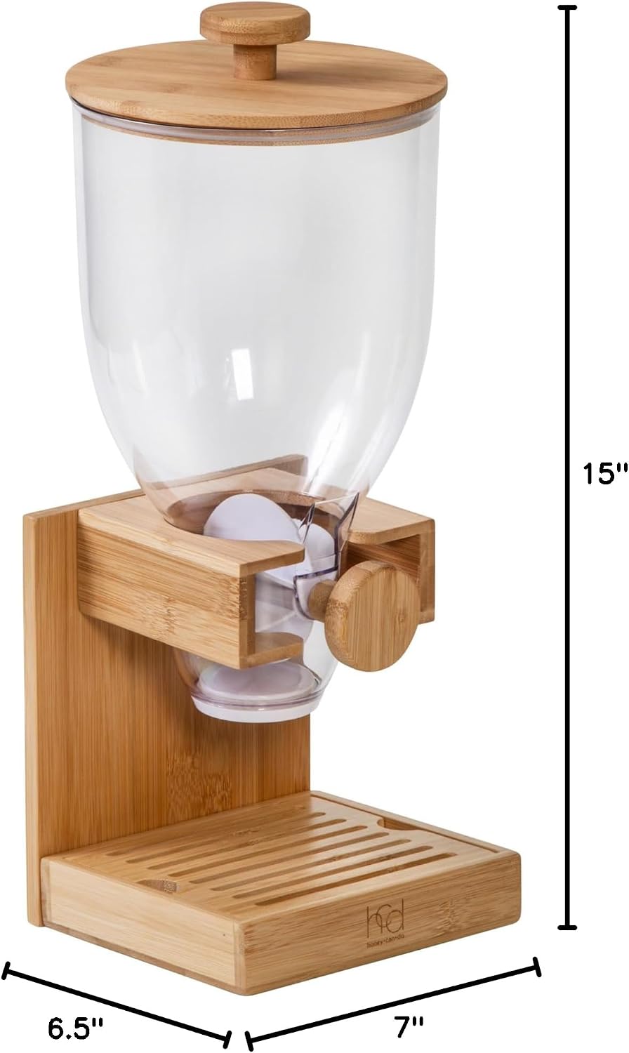 ZevrO Honey-Can-Do Bamboo Cereal Dispenser with Airtight Lid – Countertop Dry...