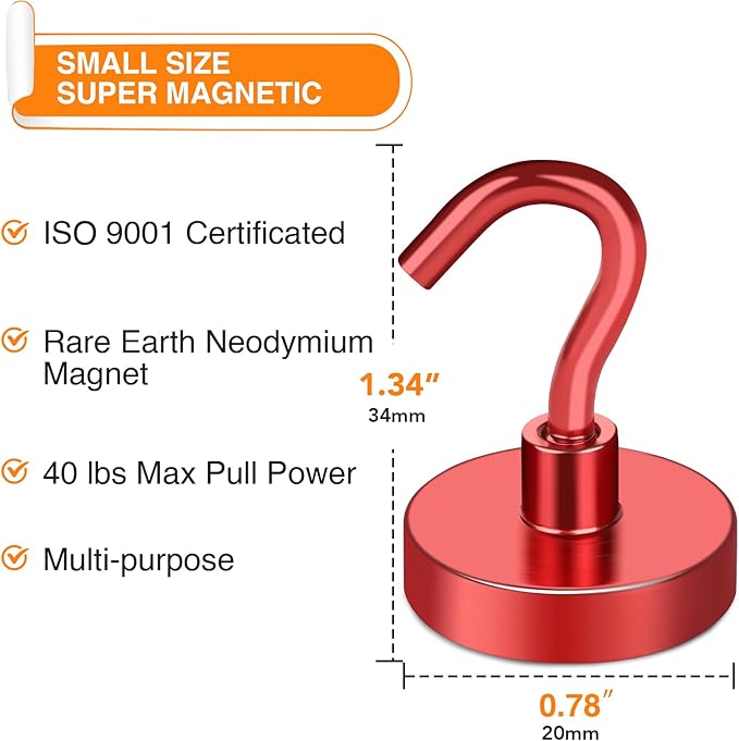 MIKEDE Magnetic Hooks Heavy Duty, 40 Lbs Magnet - Image 2