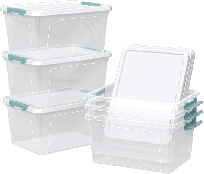 Zopnny 6-Pack 35 Quart Plastic Latch Storage Box - Image 7