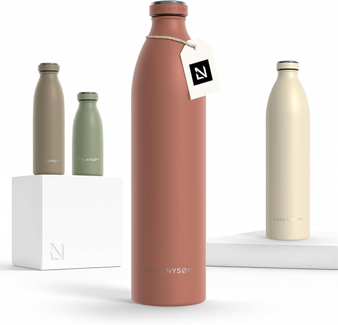 LARS NYSØM Stainless Steel Insulated XL Water Bottle 12oz 17oz 25oz 34oz 51oz | by LN