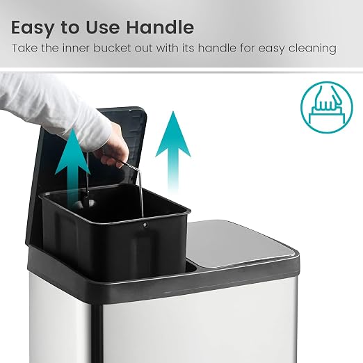 60 Liter 16 Gallon Dual Trash Can, Recycle Bins - Image 6