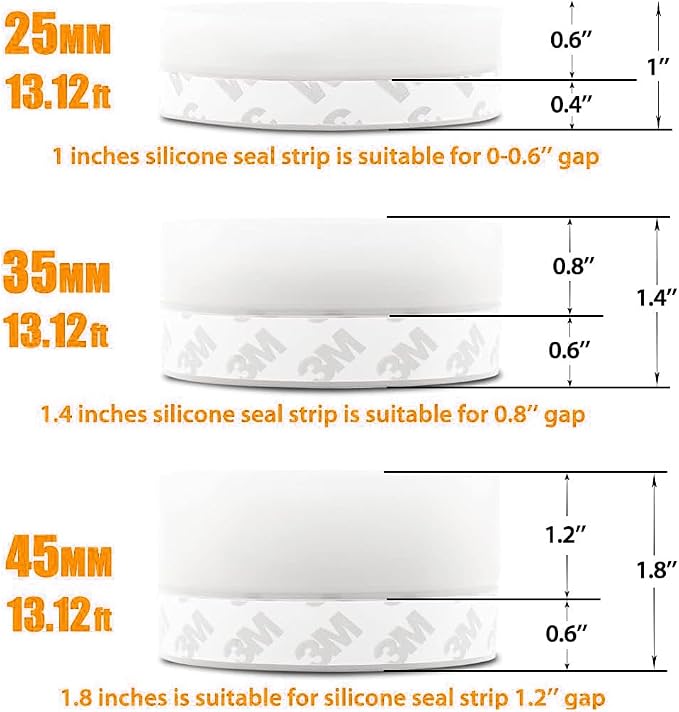 39.37 Ft Door Weather Stripping Door Seal Strip Tape, Silicone Door Draft - Image 2