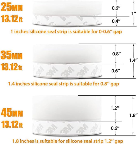 39.37 Ft Door Weather Stripping Door Seal Strip Tape, Silicone Door Draft - Image 2