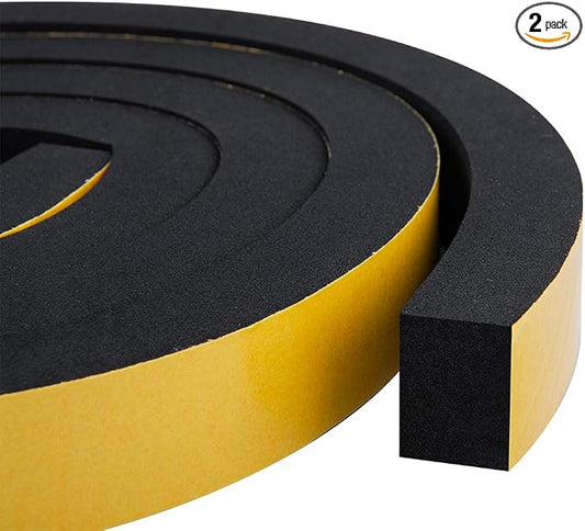CloudBuyer Weather Stripping Foam 2-Pack, 1 Inch Wide X 3/4 Inch Thick by CloudBuyer
