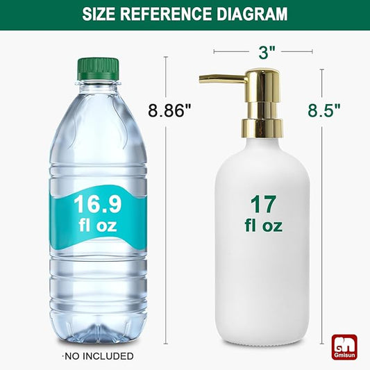 GMISUN White Soap Dispenser, 2 Pack Glass Hand Soap Dispensers Bathroom - Image 2