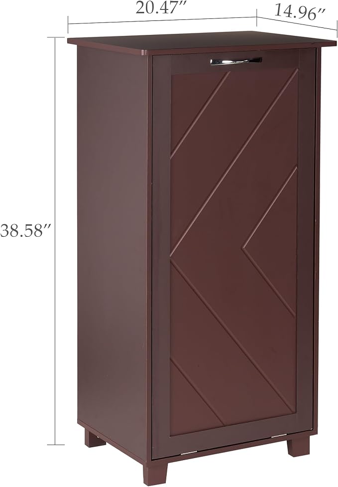 VECELO Tilt Out Kitchen Trash Bin Cabinet, Dog Proof Garbage Can - Image 6