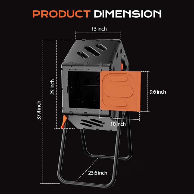 Compost Bin Outdoor 22.5 Gallon, Easy Assemble Composter Tumbler, 360°Rotating - Image 8