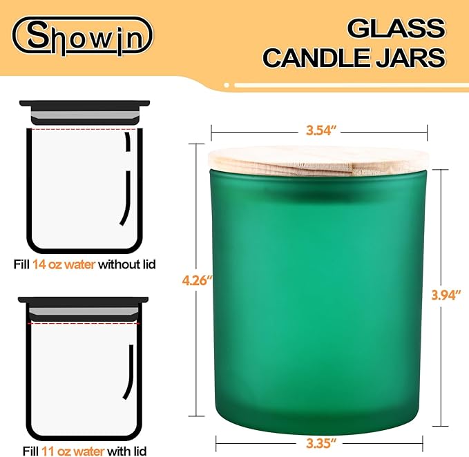 SHOWIN 14 OZ Thick Candle Jars for Making Candles 12 Pcs, 3 Wick Empty Jars - Image 6