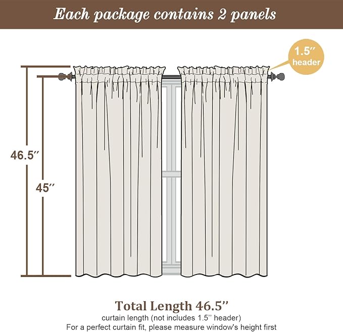 Chyhomenyc Hunter Green Sheer Curtains 45 Inch Long 2 Panels, Short Voile Drapes - Image 2