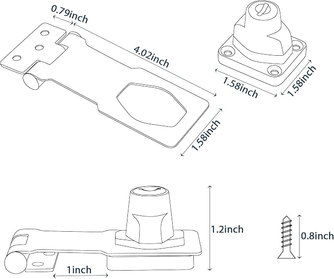 Alise Keyed Hasp Lock, 4 Inch Safety Packlock Clasp Hasps Latch, Garage Doors - Image 2