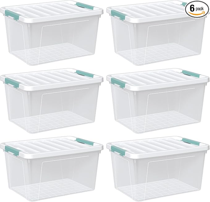 Zopnny 6-Pack 35 Quart Plastic Latch Storage Box by Zopnny