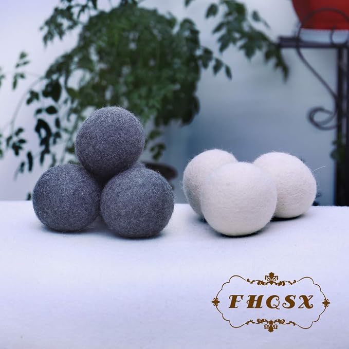 Wool Dryer Balls by FHQSX 6-Pack, XL Premium Reusable Natural Fabric Softener - Image 7