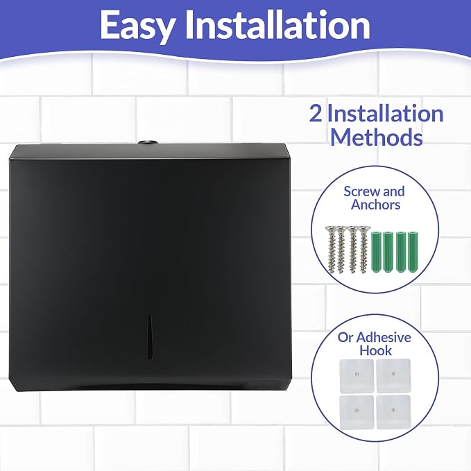 Paper Towel Dispenser Wall Mount, Matte Black Stainless Steel Commercial Paper - Image 3