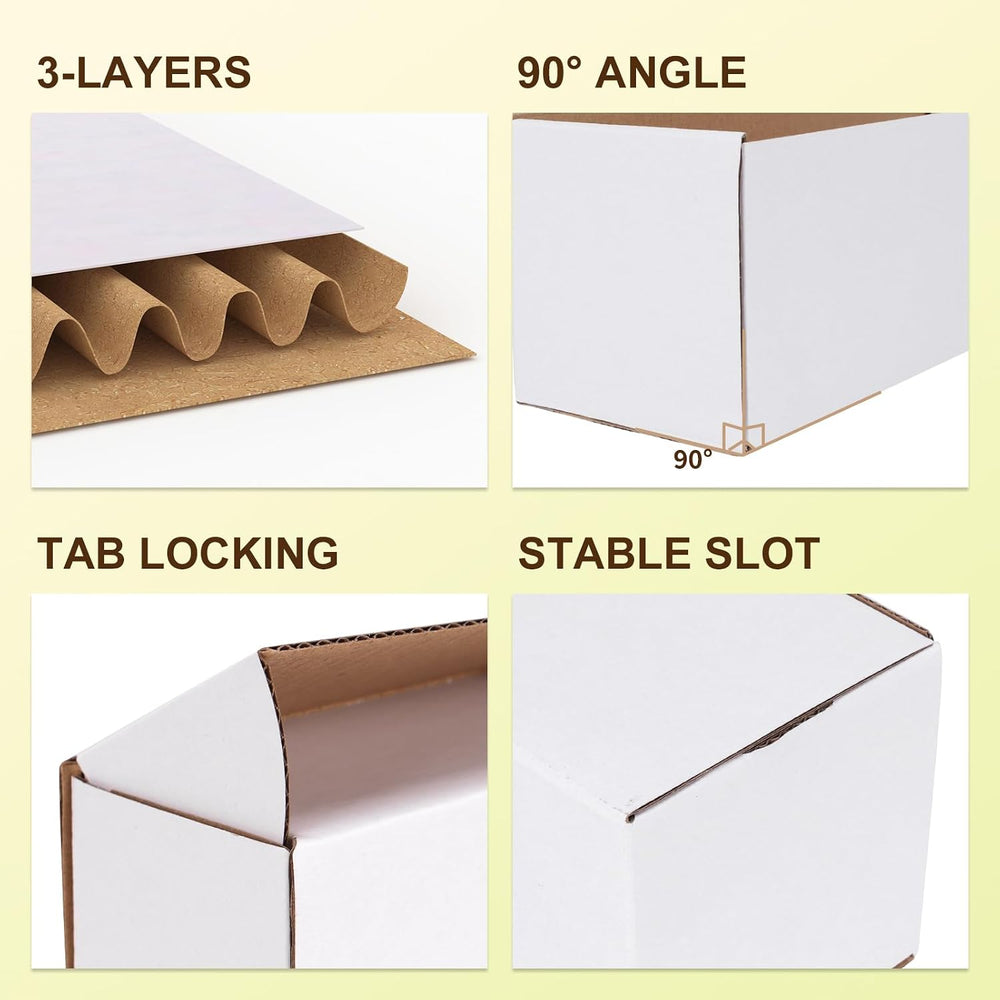 WIFTREY 10x7x4 White Shipping Boxes Set of 25, Corrugated Cardboard Box 10 x ...