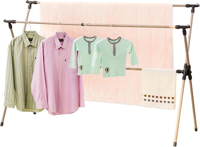 Clothes Drying Rack, Adjustable and Foldable Laundry Rack, Space Saving Hanger by YUBELLES