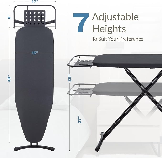 Ironing Board 48" x 15" with Retractable Iron Rest, RAINHOL Heavy Duty Full - Image 3