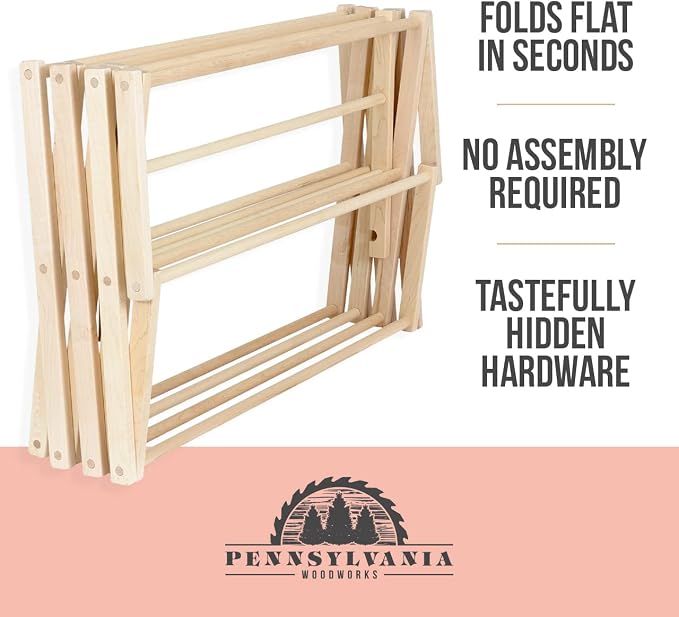 Pennsylvania Woodworks Clothes Drying Rack: Solid Maple Hardwood Laundry Rack - Image 7