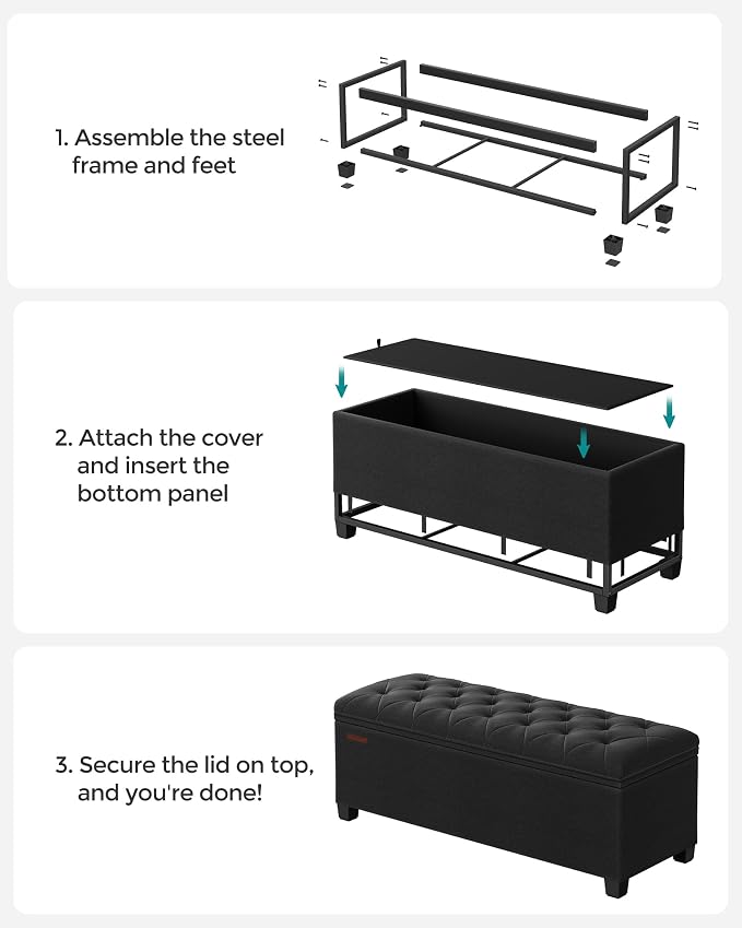 SONGMICS Storage Ottoman Bench, Foot Rest - Image 7