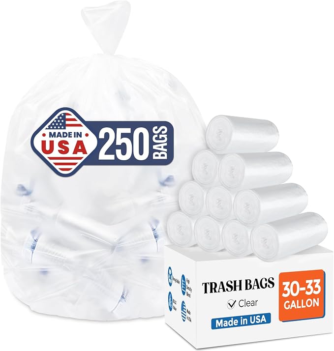 DELXO 30-33 Gallon Trash Bags, Thick Durable and Puncture-Resistant Plastic Bags by Delxo