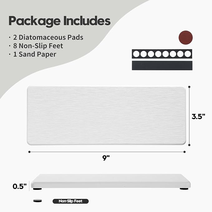 2PCS Bathroom Sink Trays, Water Absorbing Diatomite Stone Quick Drying Mat - Image 6