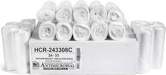 Aluf Plastics - 12-16 Gallon Clear Trash Bags - 24" x 33"- 8 Micron Equivalent by AlufPlastics