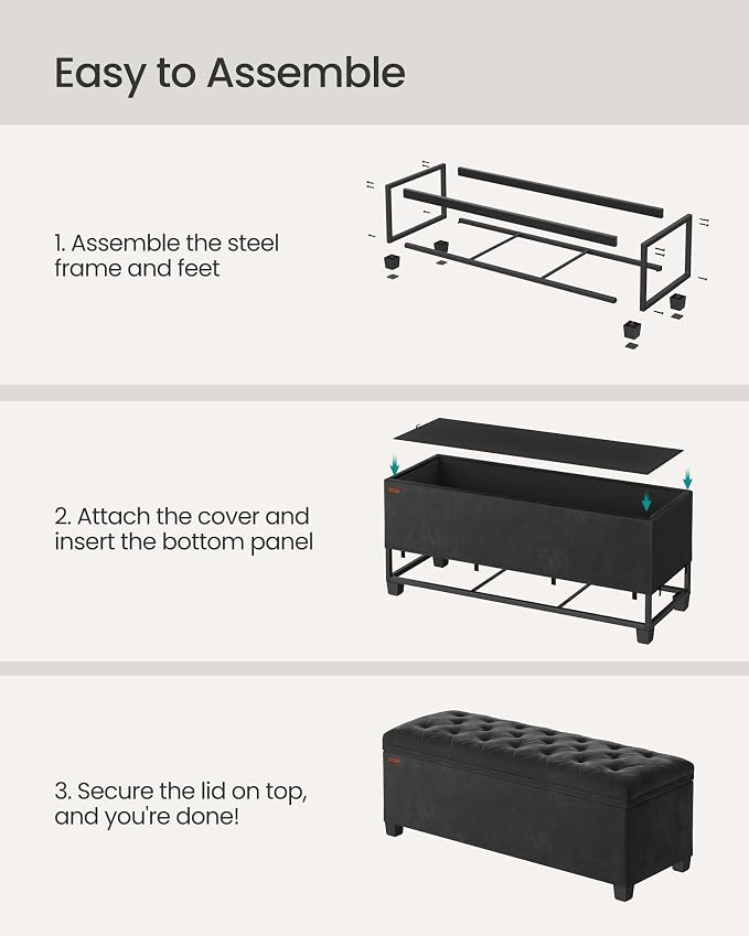 SONGMICS Velvet Storage Ottoman Bench, Foot Rest - Image 6