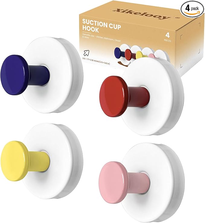 4 Pcs Suction Cup Hooks for Shower，304 Stainless Steel Removable Hooks，Towel by Xikelooy