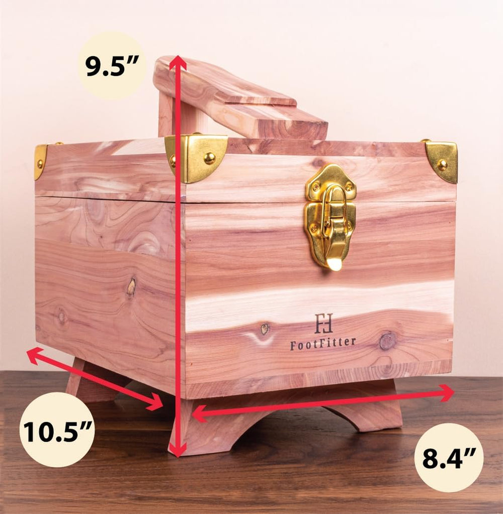 FootFitter Grand Cedar Shoe Shine Valet Box with Stand, USA Grown Wood