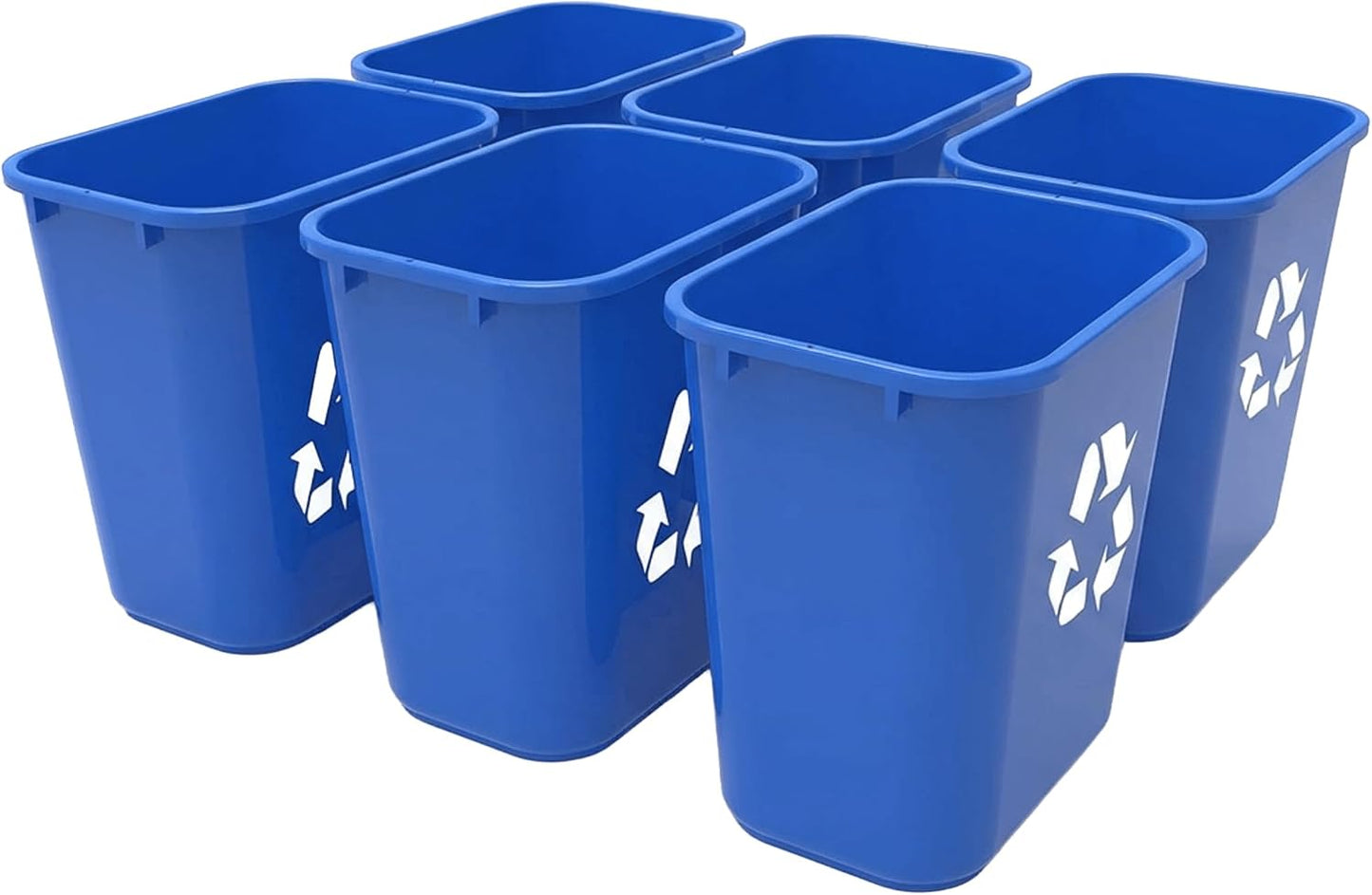Storex 7-Gallon Blue Recycling Baskets, Case of 6 – Plastic Bins for Office & Kitchen, 28-Quart Rectangular Waste Container