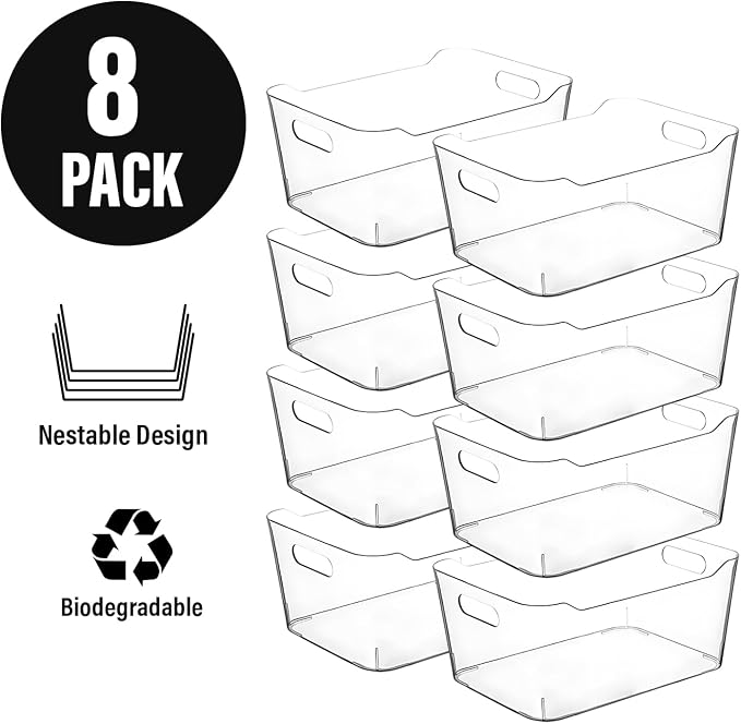 Clear Plastic Storage Bins, Small Fridge Organizer Kitchen Organizers and - Image 6