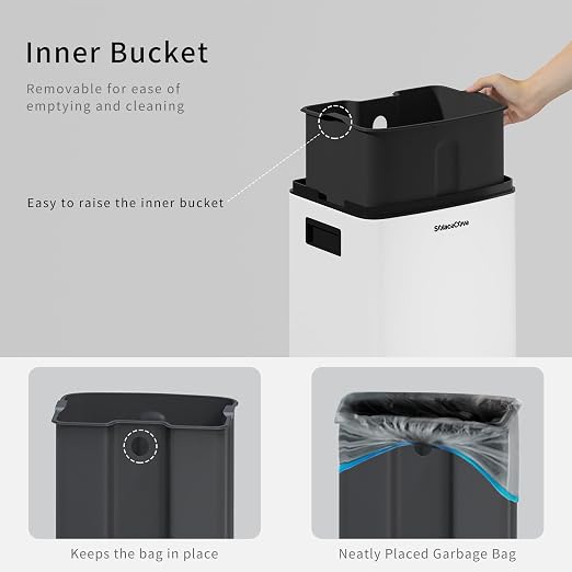8Gallon/30L Brushed Stainless Steel Kitchen Trash Can - Image 4
