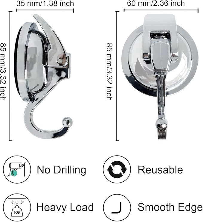 Heavy Duty Suction Cup Hooks for Shower, Bathroom Robe - Image 4