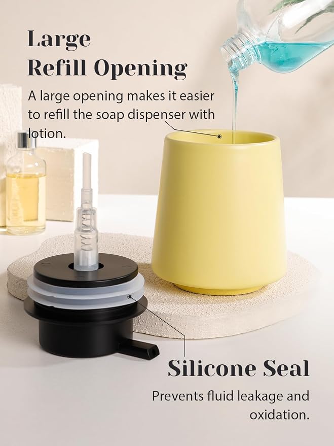 INGOFIN Ceramic Soap Dispenser, 14 oz Bathroom Hand Soap Dispenser, Liquid - Image 3