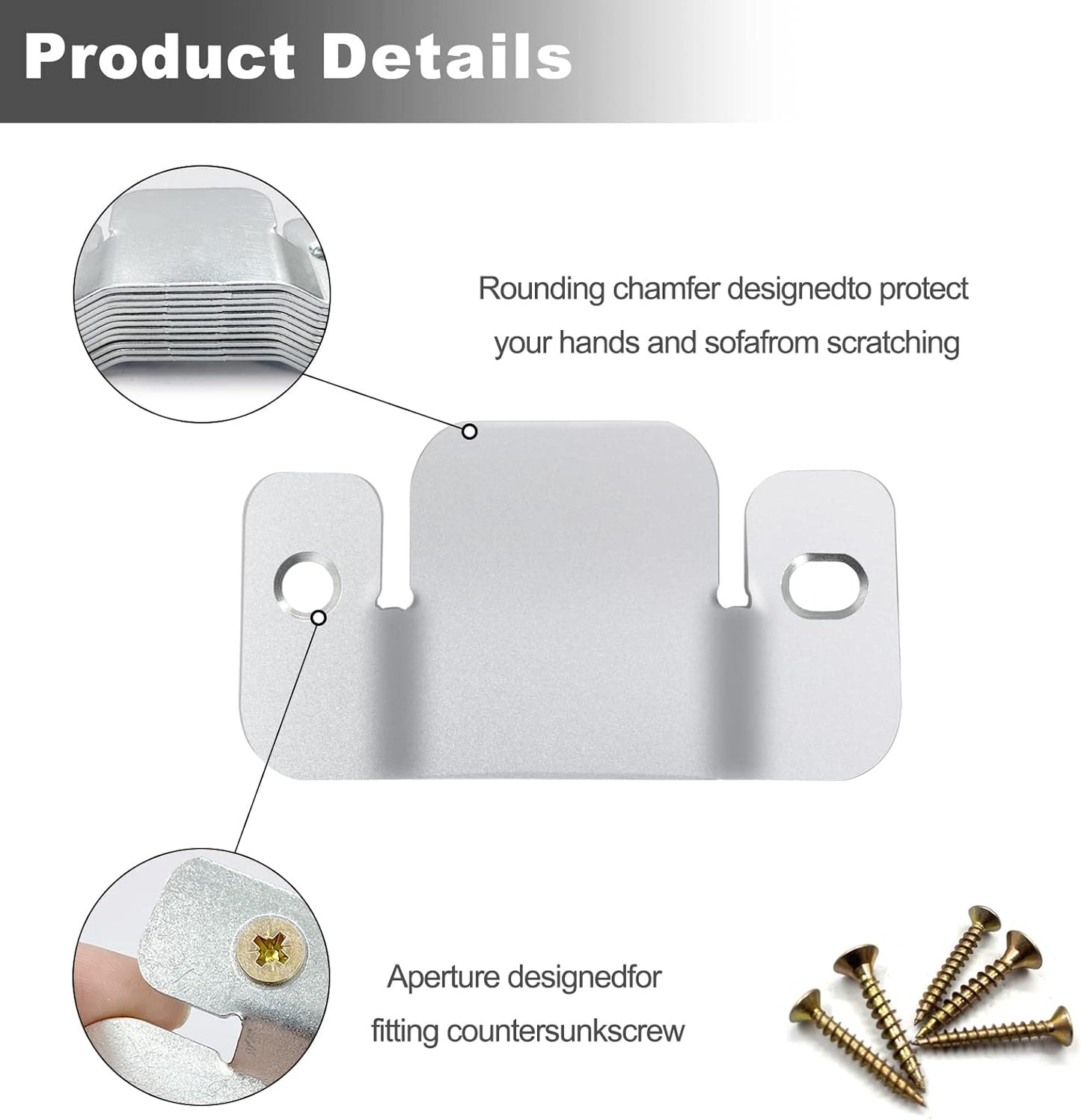 DEEPDREAM 4 Pcs Sectional Couch Connectors Metal Couch Clips Sofa Connector Interlocking Furniture Connector with 10 Pcs Screws
