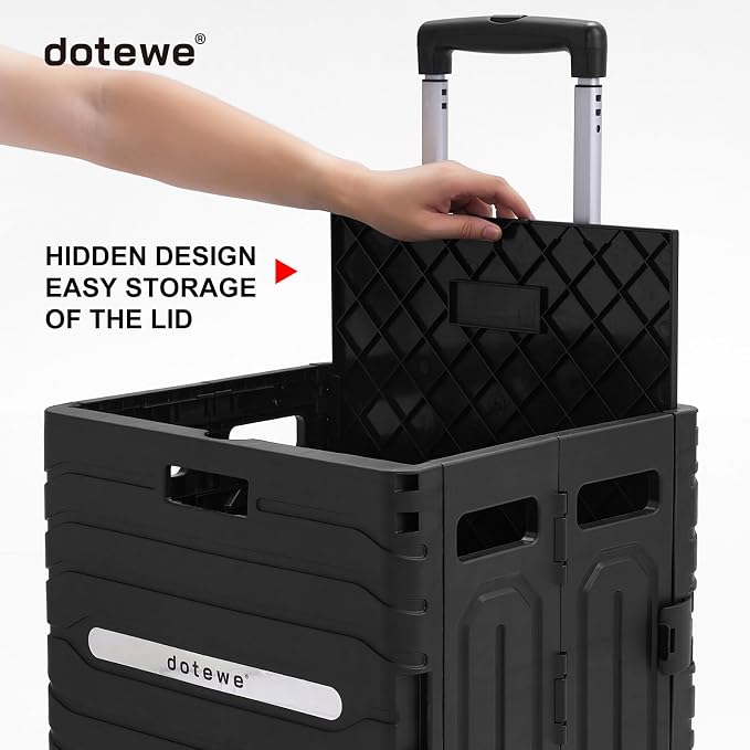 Folding Utility Cart Black Portable Rolling Crate Handcart Foldable Shopping - Image 8