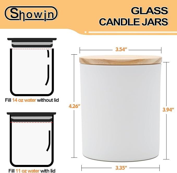 SHOWIN 14 OZ Thick Candle Jars for Making Candles 12 Pcs, 3 Wick Empty Jars - Image 4